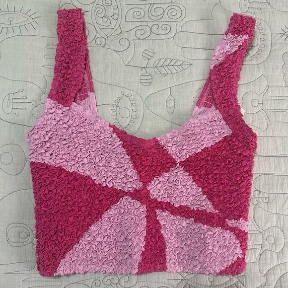 NEW S/W/F Mottled Skirt Set Sz L Pink Smocked Sold at Free People - Picture 9 of 11